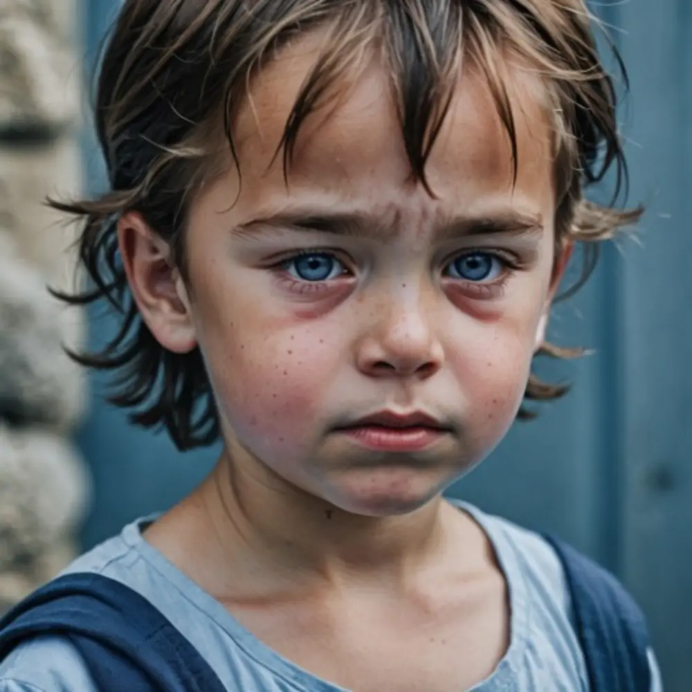 Ängstliches Kind mit angespanntem Gesichtsausdruck